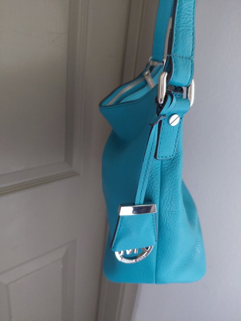 Michael Kors Teal Pebble Leather Shoulder Bag - Picture 6 of 9